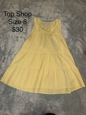 Topshop Girls Yellow Tiered Sleeveless Dress